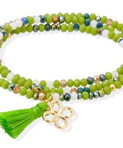 Pulseras Marina Garcia | Pulsera Zen Ne N Pistacho Con Trebol