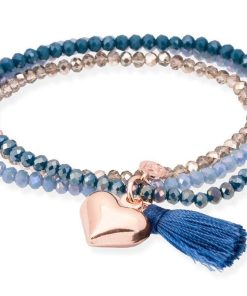 Pulseras Marina Garcia | Pulsera Zen Azul En Plata Rosa