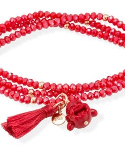 Pulseras Marina Garcia | Pulsera Zen Rojo En Plata Rosa