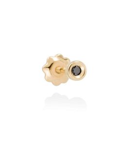 Pendientes Marina Garcia | Piercing Chaton Mini En Oro Amarillo 18Kt Y Diamante Negro