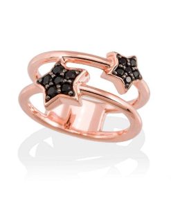 Anillos Marina Garcia | Anillo Star Negro En Plata Rosa