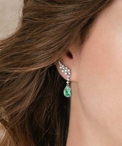 Pendientes Marina Garcia | Pendientes Trepadores Novia Verde En Plata