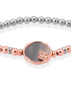 Pulseras Marina Garcia | Pulsera Bamboo Gris En Plata Rosa