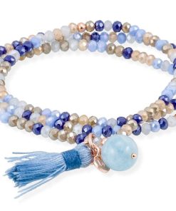 Pulseras Marina Garcia | Pulsera Zen Azul En Plata Rosa