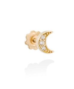 Pendientes Marina Garcia | Piercing Luna En Oro Amarillo 18Kt Y Diamantes