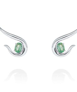 Pendientes Marina Garcia | Pendiente Trepador Galaxy Curvo Verde En Plata