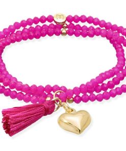 Pulseras Marina Garcia | Pulsera Zen Fucsia Con Coraz N