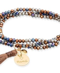 Pulseras Marina Garcia | Pulsera Zen Chocolate Con Chapa Mam