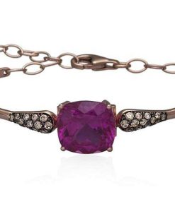 Pulseras Marina Garcia | Pulsera Jaipur Fucsia En Plata Rosa