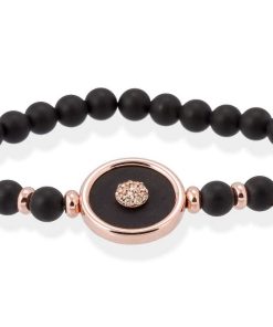 Pulseras Marina Garcia | Pulsera Moon Negro En Plata Rosa