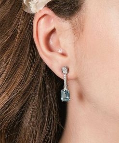 Pendientes Marina Garcia | Pendientes Largos Novia Azul En Plata