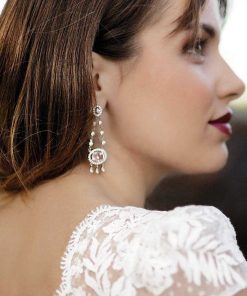 Pendientes Marina Garcia | Pendientes De Novia Chandelier Rosa En Plata