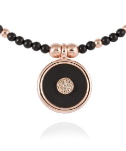 Gargantillas Marina Garcia | Gargantilla Moon Negro En Plata Rosa