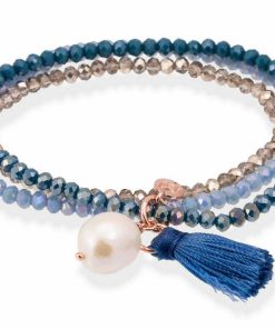 Pulseras Marina Garcia | Pulsera Zen Azul En Plata Rosa