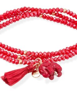 Pulseras Marina Garcia | Pulsera Zen Rojo En Plata Rosa