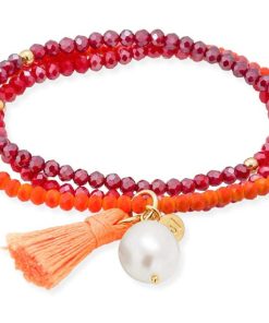 Pulseras Marina Garcia | Pulsera Zen Ne N Naranja Con Perla