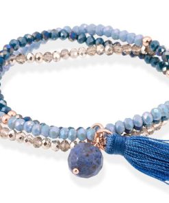 Pulseras Marina Garcia | Pulsera Zen Azul En Plata Rosa