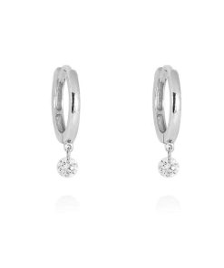 Pendientes Marina Garcia | Pendientes Aro En Oro Blanco 18Kt. Y Diamantes 0,14 Qt.