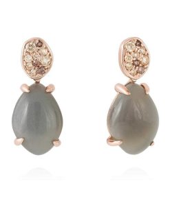 Pendientes Marina Garcia | Pendientes Mink Gris En Plata Rosa