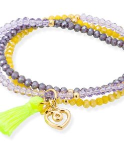 Pulseras Marina Garcia | Pulsera Zen Ne N Amarilla Con Charm Love