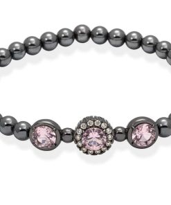 Pulseras Marina Garcia | Pulsera Maui Rosa En Plata Negra