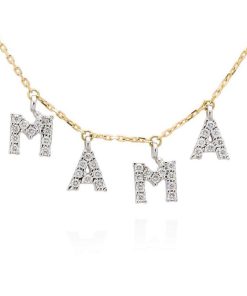 Gargantillas Marina Garcia | Colgante Letra Mama De Diamantes En Oro Amarillo Y Blanco 18Kt