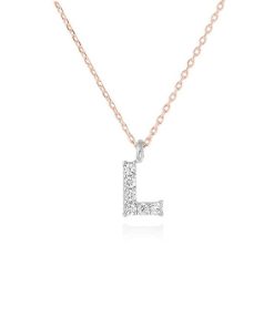 Gargantillas Marina Garcia | Colgante Letra L De Diamantes En Oro Rosa Y Blanco 18Kt