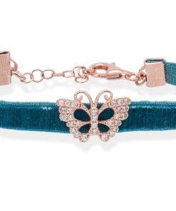 Pulseras Marina Garcia | Pulsera Velvet Azul En Plata Rosa