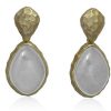 Pendientes Marina Garcia | Pendientes Flat Moon Blanco En Plata Dorada