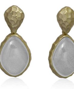 Pendientes Marina Garcia | Pendientes Flat Moon Blanco En Plata Dorada