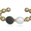 Pulseras Marina Garcia | Pulsera Lux Pearl Negro En Plata Dorada