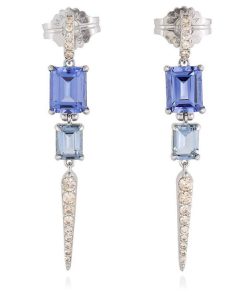 Pendientes Marina Garcia | Pendientes Monaco Azul En Plata