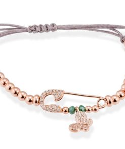 Pulseras Marina Garcia | Pulsera Charm Verde En Plata Rosa