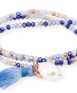 Pulseras Marina Garcia | Pulsera Zen Azul En Plata Rosa