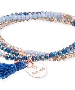 Pulseras Marina Garcia | Pulsera Zen Azul En Plata Rosa