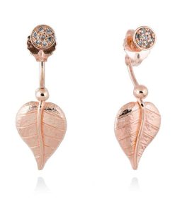 Pendientes Marina Garcia | Pendientes Leaves Blanco En Plata Rosa