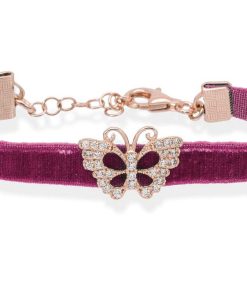 Pulseras Marina Garcia | Pulsera Velvet Malva En Plata Rosa