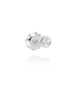 Pendientes Marina Garcia | Piercing Chaton Mini En Oro Blanco 18Kt Y Diamante