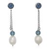 Pendientes Marina Garcia | Pendientes Long Iris Azul En Plata