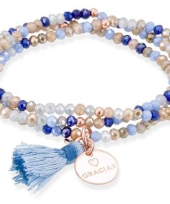 Pulseras Marina Garcia | Pulsera Zen Azul En Plata Rosa