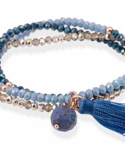 Pulseras Marina Garcia | Pulsera Zen Azul En Plata Rosa