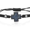 Pulseras Marina Garcia | Pulsera Cruz Pave Azul En Plata Negra