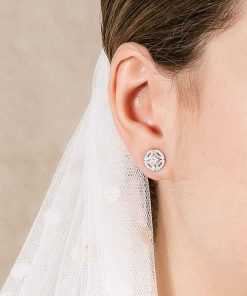 Pendientes Marina Garcia | Pendientes Art Deco Novia Redondos En Plata