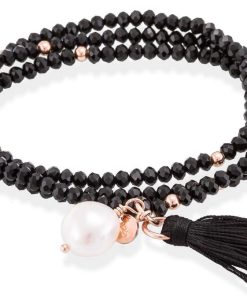 Pulseras Marina Garcia | Pulsera Zen Negro En Plata Rosa