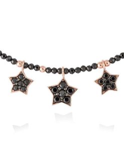 Gargantillas Marina Garcia | Gargantilla Star Negro En Plata Rosa