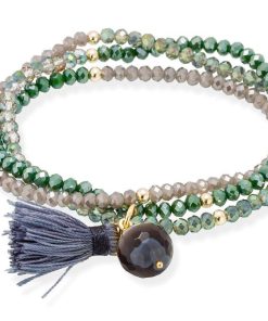 Pulseras Marina Garcia | Pulsera Zen Verde En Plata Dorada